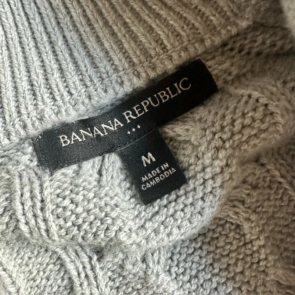 Banana Republic Cable Kit Fisherman Sweater Shawl Collar Button Front Size Med‎